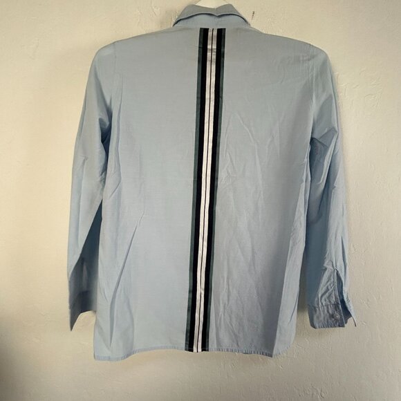 Athleta Womens Long-Sleeve Button-Up Shirt XSP Light Blue w/ Back Stripe Detail - Picture 2 of 8
